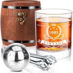 Ensemble De Verres À Whisky 1995 Dans Une Boîte Tonneau,Cadeau Pour 30e Anniversaire,Cadeau D'anniversaire 1995 Pour Papa,Mari,Décorations De 30e Anniversaire Pour Homme - Neuf
