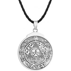 Trahoo-Collier Avec Pendentif Talisman De Soleil Pour La Santé Et Le Succès - Pour Homme - Style Vintage Punk, Hip-Hop, Archange Michael - Amulette De Protection, Cuir - Neuf