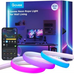 Chenquansarl-Neon Ruban Led Pour Plinthe, 5m Bande Led Pour Lignes Et Coins Muraux, Compatible Avec Matter, Alexa Et Google Assistant, Sync De Musique, Découpable, Neon Lampe Pour Salon, Chambre À Co - Neuf