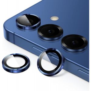 Protection Objectif Cam&eacute;ra pour Samsung Galaxy S25 5G, &Eacute;tui Housse en Verre Tremp&eacute; 9H Anneau Individuel en M&eacute;tal, Plateau d'Installation Facile, HD Transparent, 1 S&eacute;rie (Bleu Nuit) - Neuf