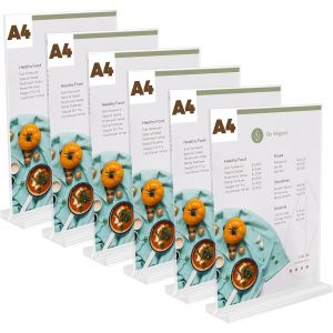 SUBZONAL-6 Pi&egrave;ces Pr&eacute;sentoir de Table A4 - Porte Affiche - porte menu - Pr&eacute;sentoir en Acrylique Transparent pour Menus,publicit&eacute;,cadre photo,affichage,restaurant - Neuf