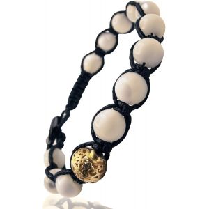 Asas-Bracelet Bouddhiste Tibétain Shamballa Avec Pierre De Nacre-Fil De Coton Ciré - Neuf