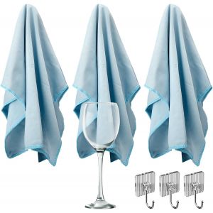 KGABERY-3X Chiffons De Nettoyage Et Polissage En Microfibre,40*70Cm Microfibre Pour Verre Non Pelucheux,Chiffons En Microfibre Sans Traces Et Sans Rayures Pour Miroirs Et Surfaces Brillantes,3 Croche - Neuf