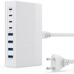 200w Chargeur Usb C Multiple, 8 Ports Station De Charge Gan Iii Tech Chargeur Secteur, 65w Chargeur Rapide Prise Avec 4 Pd Type-C Et 4 Qc Usb-A Pour Iphone 16 15 14 13,Laptop,Macbook Pro,Ipad,Samsung - Neuf