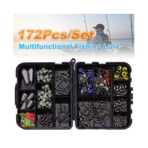Coffret De Pêche 172 Pièces - Accessoires Multifonctionnels Pour Leurres Et Hameçons - Rangement Durable, Portable Et Organisé - Neuf