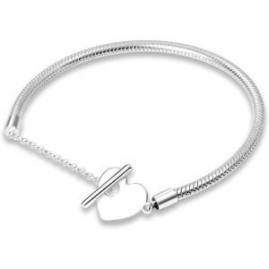 Trahoo-Bracelet Pour Femme En Argent Sterling 925 Avec Fermoir En Forme De C?ur Bracelet À Maillons Serpents Saint Valentin, Fête Des Mères, Anniversaire, Noël, Cadeau Pour Femme, Petite Amie Cmb062 - Neuf