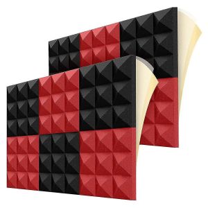 Panneaux de mousse acoustique,panneaux de mousse insonorisée 2X12X12 pouces avec isolation acoustique pyramidale haute densité - Neuf