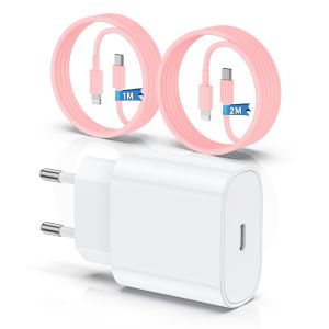 Chargeur Iphone,Chargeur Rapide 20w Pd Usb C Mur Avec 1m Et 2m Type C Pour Flash Via Câble Lightning Compatible Avec Iphone 14 13 12 11 Pro Max Xr Xs X Ipad.[F117] - Neuf