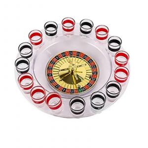 Roue de Roulette de Blanc de Pr&eacute;cision les Roulements de Roue de Roulette de Jeu de avec 16 Verres &agrave; Vin de Loisirs, de Jeux de Table pour la Maison de la Nuit Jeu Partie Jeux - Neuf