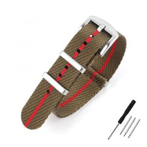 Bracelet De Montre En Nylon 20mm 22mm Bracelet De Montre &Agrave; Rayures Bracelet De Montre De Remplacement Accessoires De Bracelet Militaire Pour Bracelets De Montre T-Udor.Oilver Red 1.20mm - Neuf