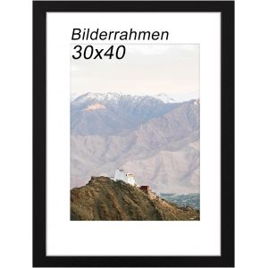 Cadre Photo 30x40 (11.8x15.75inch), Cadre 30x40 avec Passe-Partout Adapt&eacute; &agrave; L'Impression D'Images 30x40 cm, Cadre Photo avec plexigas pour Montage Mural (Noir) - Neuf