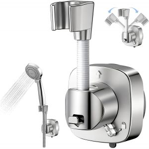 Support De Pommeau De Douche Rotatif &Agrave; 360&deg; Avec Ventouse, Capacit&eacute; De Charge 10 kg, Support Pommeau de Douche Sans Percage, R&eacute;glable en Hauteur, R&eacute;sistant &agrave; la Rouille - Neuf