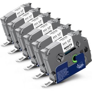 6x Ruban Etiqueteuse Cassette pour Brother TZe-211 TZe211 6mm x 8m Ruban Lamin&eacute; Noir sur Blanc pour Brother P-Touch PT-P300BT PT-H100LB PT-H107B PT-E110 PT-P900 PT-H200 PT-H110 &Eacute;tiqueteuse - Neuf