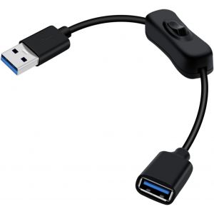JGD-C&acirc;ble D'extension USB 3.0 avec Interrupteur Rallonge USB 3.0 avec Interrupteur Supporte 5Gbps Transmission de Donn&eacute;es et Fonction de Recharge, pour PC Portable, Ventilateur (Noir, 0.3 m) - Neuf