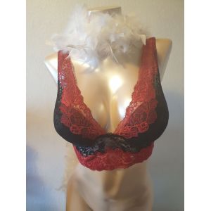 Soutien-Gorge Bustier Noir Et Rouge Ambra Collection Passion 90d - Neuf