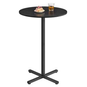 Table de bar haute cadre en m&eacute;tal 60 x 60 x 1045 cm pour salle &agrave; manger bistrot montage facile base en croix pour 2-3 personnes style moderne noir Helloshop26 12_0007574 - Neuf