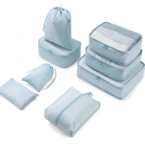 TIANYI-Organisateur Valise Lot de 8 Rangement Valise, Packing Cubes Organisateurs de Voyage Pochette Rangement Valise, Sacs Rangement de Valise pour Les V&ecirc;tements,Chaussures et Cosm&eacute;tiques(Bleu) - Neuf