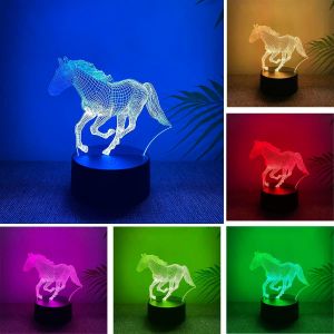 Veilleuse Cheval 3d, Lampe Illusion 3d Pour Enfants, Lampe Cheval 7 Couleurs Smart Touch, Cadeau Pour Filles Gar&ccedil;ons - Neuf