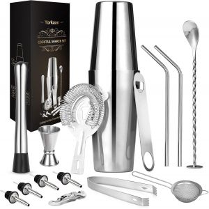 Mevronisshop-Shaker &Agrave; Cocktail Set 750ml, 15 Pi&egrave;ces Kit Cocktail En Acier Inoxydable, Outil De Bar Ensemble De Cocktail Shaker Kit Pour Bar, Soir&eacute;e, Mariage, C&eacute;l&eacute;bration. - Neuf