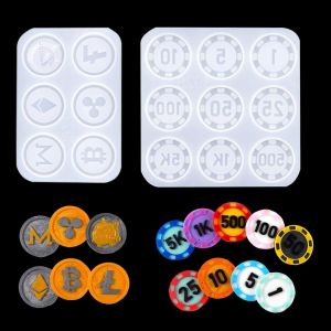 2pcs Moule En R&eacute;sine &Eacute;poxy Cristal Pour Pi&egrave;ces De Monnaie De Jeu Moule En Silicone Outils De Moulage Resin Game Currency Mold Bitcoin Mould (Moule De Pi&egrave;ce De Monnaie De Jeu) - Neuf