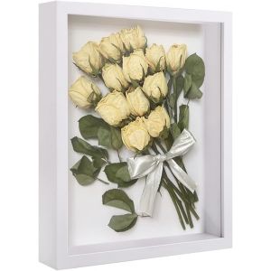 FCHHK-Cadre photo 3D à remplir, moderne, décoratif, profond, à remplir, pour médailles et fleurs, blanc, 25 x 30 cm - Neuf