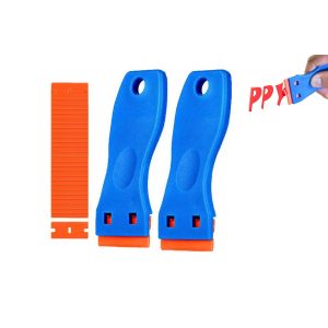 Ensemble D'outils De Grattage En Plastique Comprenant 2 Grattoirs Et 100 Lames En Plastique Pour Le Nettoyage Et L'&eacute;limination Des Taches - Neuf