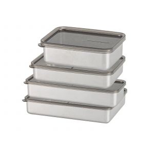 Ensemble De Bo&icirc;tes De Conservation Alimentaire En Acier Inoxydable Avec Couvercles - 4 Tailles - Neuf