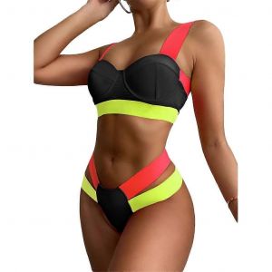 High Cut Color Block Bikini Set Mignon Underwire Maillots De Bain Push Up Maillot De Bain - Neuf
