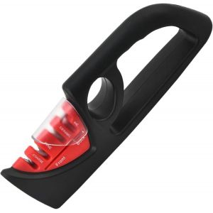 Eryi-4 En 1 Aiguiseur De Couteaux Manuel - Affûteur Professionnel Pour Couteaux De Cuisine, Ciseaux, Pierre Céramique, Carbure De Tungstène Et Diamant - Design Ergonomique, Base Antidérapante - Neuf