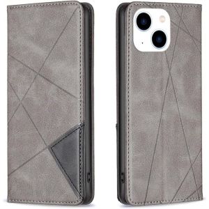 Mdy-Coque Pour Iphone 14 (6,1 Pouces), Housse Portefeuille En Cuir Etui De Protection Avec Slim Tpu Silicone Bumper Antichoc Magnétique Flip Case, Porte Cartes Avec Fonction Support Cover (Gris) - Neuf