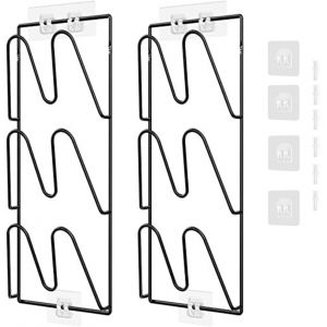 Chenquansarl-Support De Couvercle De Casserole, 3 Fentes 2 Pièces Organisateur De Couvercle De Casserole Support De Couvercle En Métal Pour Mur De Porte D'armoire - Neuf