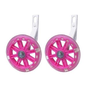 Roues D'entra&icirc;nement De V&eacute;lo Pour Filles Roses - Pu Durable Et Acier Au Carbone, Lumi&egrave;res Clignotantes, Installation Facile, Parfaites Pour La Confiance Des Jeunes Cyclistes ! - Neuf