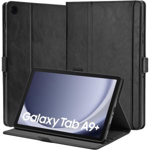 Fait Main Coque Pour Samsung Galaxy Tab A9 Plus 11"" 2023 (Sm-X210 / X216 / X218),Magnétique Housse Protection,Étui En Cuir Végétalien De Qualité Supérieure Avec Poche,Veille/Réveil Auto,Noir - Neuf