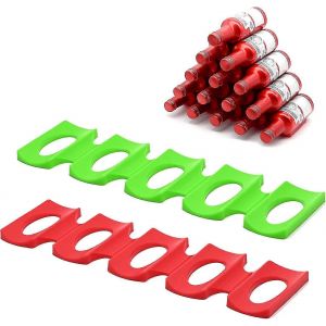 Empileur de bouteilles et de canettes pour réfrigérateur,2pcs antidérapant en silicone pliable porte-bouteilles de bière organisateur de porte-canettes. (rouge et vert) - Neuf