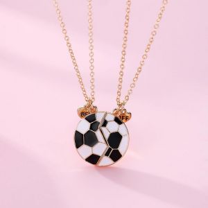 Collier D'amiti&eacute; En Or 2 Pi&egrave;ces Avec Coeur, Collier Football Bff Pour 2 Gar&ccedil;ons Ou Filles - Neuf