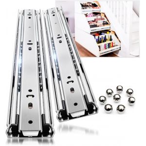 Glissières de tiroir robustes à extension complète 300 350 400 450 500 550 600 650 700 750 800 850 900 950 1000 mm latéral 68 kg 1 paire (Sans Serrure,10 inch(250mm)) - Neuf