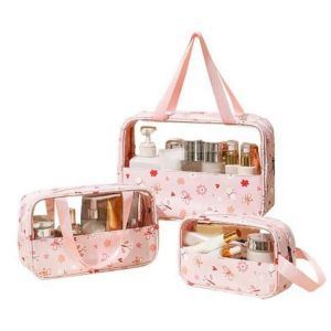 Trousse de toilette de voyage, ensemble de trousses de toilette transparentes, trousse de toilette 3 pi&egrave;ces pour produits de soin de la peau, trousse de toilette portable sac de douche f - Neuf