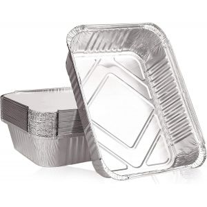 Loranka-20 Pi&egrave;ces Barquette Aluminium 1000ml Couvercle - Plat Jetable Grande Bo&icirc;te Alimentaire Bbq Cuisson Cong&eacute;lation (22x16x5cm) - Neuf