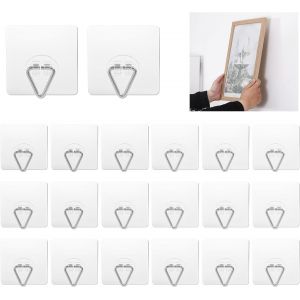 Crochet Adhesif Mural Invisible Assiette - Support Autocollant de Plaque Muraux - Accroche Tableau Mural sans Percer - Crochet Adh&eacute;sif Cadre Photo - Lot de 20 Supports Adh&eacute;sifs Pour Assiettes - 6 cm - Neuf