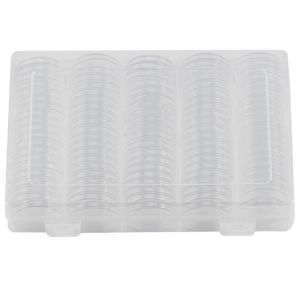 17/20/25/27/30mm porte-monnaie,100Pcs Capsules de pi&egrave;ces de monnaie en argent avec joint en mousse,&eacute;tui &agrave; monnaie professionnel - Neuf