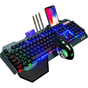 Sans Fil 2,4 Ghz Clavier Rechargeable Clavier Set Qwerty Disposition 3800 Mah Batterie Longue Dur&eacute;e Unificatrice Usb-Receiver Rainbow Tassiche Camer Camer 2400Dpi 7 Souris Souris - Neuf