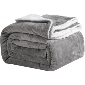 Ulteronixshop-Plaid Douillet, 150 X 200 Cm, Gris, En Polaire, Couverture Sherpa, Jet&eacute; De Canap&eacute;, Chaude Et Douce Pour L'hiver (Gris, 150 X 200 Cm) - Neuf