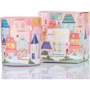 Bougie Parfum&eacute;e Graffiti Architectural Dessin&eacute; &Agrave; La Main|Litchi Et Fleur De Pivoine Scent|290g En Cire De Soja Naturelle (55H De Combustion)|Bougies de D&eacute;coration D'Int&eacute;rieur - Neuf