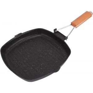 Kalanka-Poêle À Griller Antiadhésive, Poêle À Frire Avec Poignée Pliante, Poêle À Frire Carrée À Induction Pour Poêle À Frire, Bacon(24 * 24cm) - Neuf