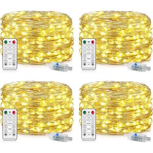 Trahoo-Usb Guirlande Lumineuse 10m, 100 Led En Cuivre, 8 Modes Dimmable Avec T&eacute;l&eacute;commande Et Minuterie, Imperm&eacute;able Lumi&egrave;res D'arbre De No&euml;l Fil De Cuivre D&eacute;coration - Neuf