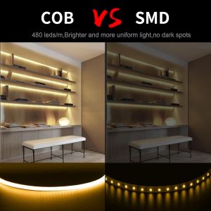 Ruban LED COB 5m,DC12V 2.7mm Bande LED Chambre 4000K,480LED/m CRI90+ Flexible Lumiere Gaming Adh&eacute;sif Rubans &agrave; LED pour TV,Cuisine,Maison D&eacute;cor Int&eacute;rieure,DIY(Seule Bandeau COB) - Neuf