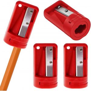 Kalanka-Lot De 4 Taille-Crayons De Charpentier Pour Crayon De Charpentier, Taille-Crayon De Menuisier, Taille-Crayon Pour Le Travail Du Bois, L'&eacute;cole, Le Bureau Et Les Voyages, Rouge - Neuf