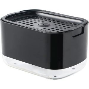 KAL-Distributeur De Savon, Distributeur De Savon À Pompe, Porte-Éponge, Presse, Manuel, Rechargeable, Pour Cuisine, Salle De Bain, Buanderie, Noir, 2 En 1 - Neuf