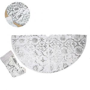 Jupe de sapin de No&euml;l Flocon de neige 2025 - Grande jupe de sapin de No&euml;l de 120 cm avec chaussette de No&euml;l pour Happ - Neuf