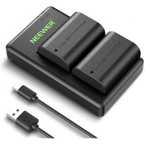 NEEWER 2 Pack 2400mAh LP-E6P/LP-E6NH/LP-E6N/LP-E6 Batterie de Rechange & Chargeur USB Double&iquest; Adapt&eacute;e au Canon EOS R5 Mark II EOS R5 EOS R6 EOS R7 EOS R 5D II III IV 6D 6D II 7D 7D II 60D 70D 80D 90D - Neuf